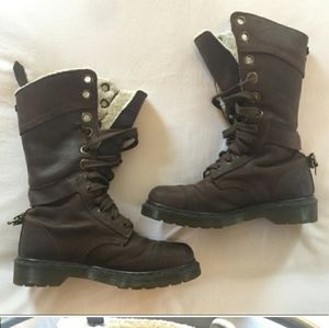 Brown fleece lined Dr. Martens boots